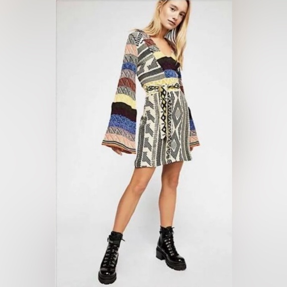 Free People Dresses & Skirts - Free People Knit Patchwork Dress Size Small